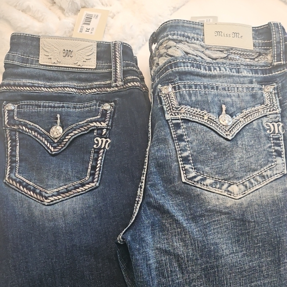Miss Me Women's Dark and Light Blue Boot Cut Jeans